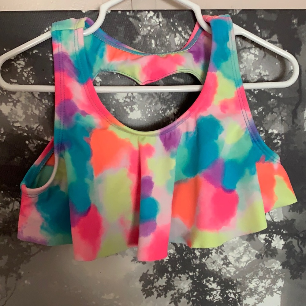 💜5 for $25💜Justice tye dye with heart cutout swim top